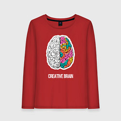 Лонгслив хлопковый женский Creative Brain, цвет: красный
