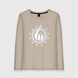 Лонгслив хлопковый женский In flames - logo neon, цвет: миндальный