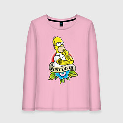 Лонгслив хлопковый женский Гомер Симпсон - Just do it!, цвет: светло-розовый