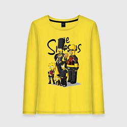 Лонгслив хлопковый женский Семейка Симпсонов в кожаной одежде с заклёпками, цвет: желтый