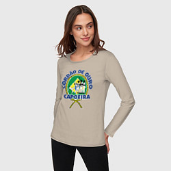 Лонгслив хлопковый женский Cordao de ouro Capoeira flag of Brazil, цвет: миндальный — фото 2