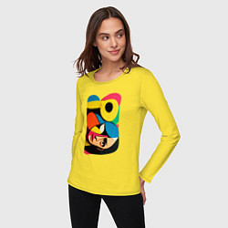Лонгслив хлопковый женский Поп-арт в стиле Пабло Пикассо, цвет: желтый — фото 2
