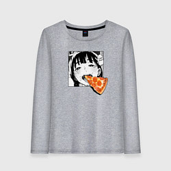 Лонгслив хлопковый женский Любитель пиццы пепперони, цвет: меланж
