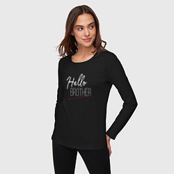 Лонгслив хлопковый женский Hello brother-фраза Дэймона, цвет: черный — фото 2