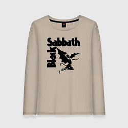 Лонгслив хлопковый женский Блэк Саббат метал, цвет: миндальный