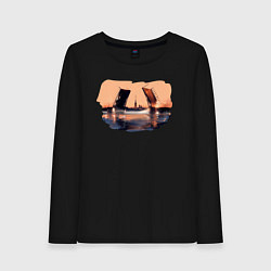 Лонгслив хлопковый женский Закат в Питере, цвет: черный