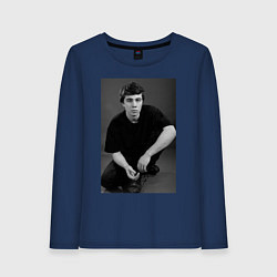 Лонгслив хлопковый женский Актёр Сергей Бодров-младший, цвет: тёмно-синий