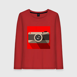 Лонгслив хлопковый женский Фотоаппарат flat, цвет: красный