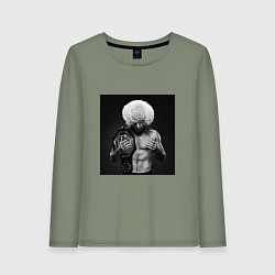 Лонгслив хлопковый женский Хабиб Нурмагомедов чемпион, цвет: авокадо