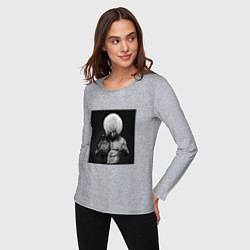 Лонгслив хлопковый женский Хабиб Нурмагомедов чемпион, цвет: меланж — фото 2