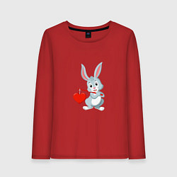 Лонгслив хлопковый женский Влюблённый кролик, цвет: красный