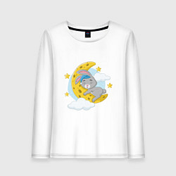 Лонгслив хлопковый женский Sleeping Rabbit, цвет: белый