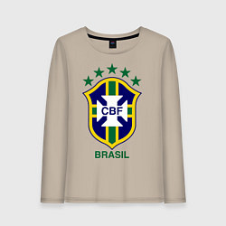 Лонгслив хлопковый женский Brasil CBF, цвет: миндальный