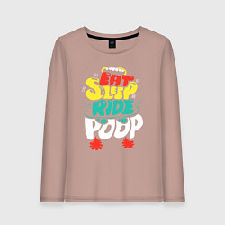Женский лонгслив Надпись Ешь, спи, катайся