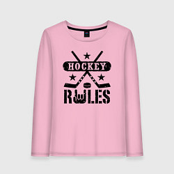 Лонгслив хлопковый женский Хоккей рулит, цвет: светло-розовый