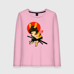 Лонгслив хлопковый женский Собакен самурай, цвет: светло-розовый
