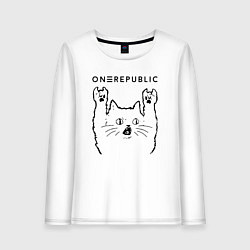 Лонгслив хлопковый женский OneRepublic - rock cat, цвет: белый