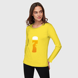Лонгслив хлопковый женский Бокал пива в руке, цвет: желтый — фото 2