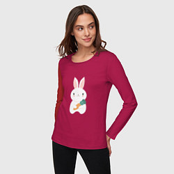 Лонгслив хлопковый женский Carrot rabbit, цвет: маджента — фото 2