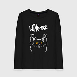 Лонгслив хлопковый женский Blink 182 rock cat, цвет: черный
