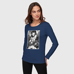 Лонгслив хлопковый женский Ева Риз и Кэяру, цвет: тёмно-синий — фото 2