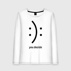 Лонгслив хлопковый женский Уou decide, sad or cheerful, цвет: белый