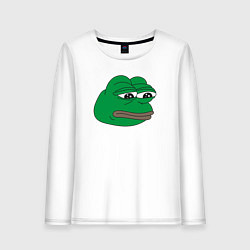 Лонгслив хлопковый женский Лягушонок Пепе-Frog Pepe, цвет: белый