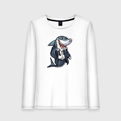 Лонгслив хлопковый женский Офисная акула, цвет: белый