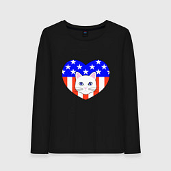 Лонгслив хлопковый женский American cat, цвет: черный
