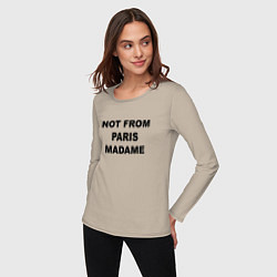 Лонгслив хлопковый женский Not from Paris madame, цвет: миндальный — фото 2