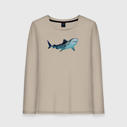 Лонгслив хлопковый женский Realistic shark, цвет: миндальный