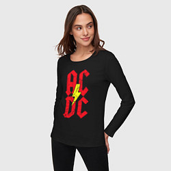 Лонгслив хлопковый женский AC DC logo, цвет: черный — фото 2