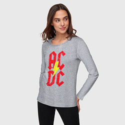 Лонгслив хлопковый женский AC DC logo, цвет: меланж — фото 2