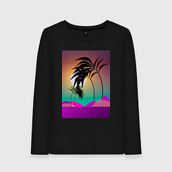 Лонгслив хлопковый женский Palms space purple, цвет: черный