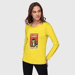 Лонгслив хлопковый женский Кошачьи вкусняхи, цвет: желтый — фото 2