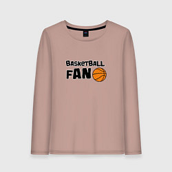 Лонгслив хлопковый женский Фанат баскетбола надпись, цвет: пыльно-розовый