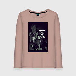 Лонгслив хлопковый женский X poster, цвет: пыльно-розовый