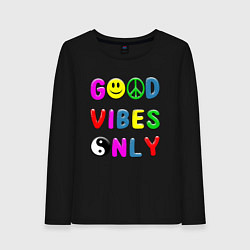 Лонгслив хлопковый женский Good vibes only, цвет: черный