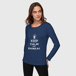 Лонгслив хлопковый женский Keep calm and bankai - Bleach, цвет: тёмно-синий — фото 2