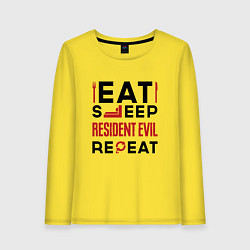 Женский лонгслив Надпись: eat sleep Resident Evil repeat