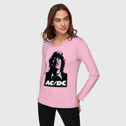 Лонгслив хлопковый женский Angus young - ACDC, цвет: светло-розовый — фото 2