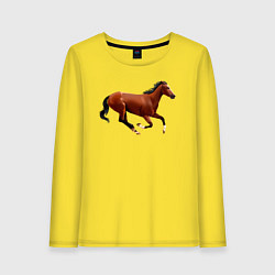 Лонгслив хлопковый женский Чистокровная верховая лошадь, цвет: желтый