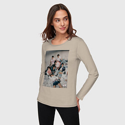 Лонгслив хлопковый женский Stray Kids Maxident, цвет: миндальный — фото 2