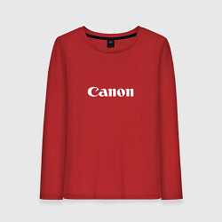 Лонгслив хлопковый женский Canon - белый логотип, цвет: красный