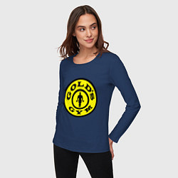 Лонгслив хлопковый женский Golds GYM, цвет: тёмно-синий — фото 2