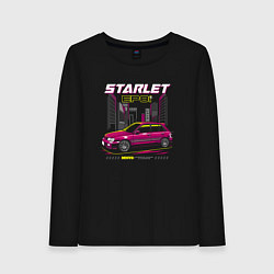 Лонгслив хлопковый женский Toyota Starlet ep81, цвет: черный