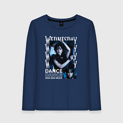 Лонгслив хлопковый женский Wednesday dance, цвет: тёмно-синий