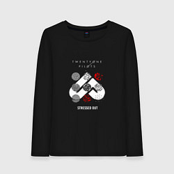 Лонгслив хлопковый женский Twenty one pilots stressed out, цвет: черный