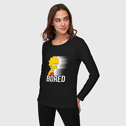 Лонгслив хлопковый женский Лиза Симпсон - bored, цвет: черный — фото 2