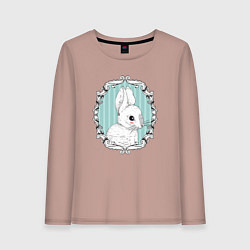 Лонгслив хлопковый женский Кролик в рамке, цвет: пыльно-розовый
